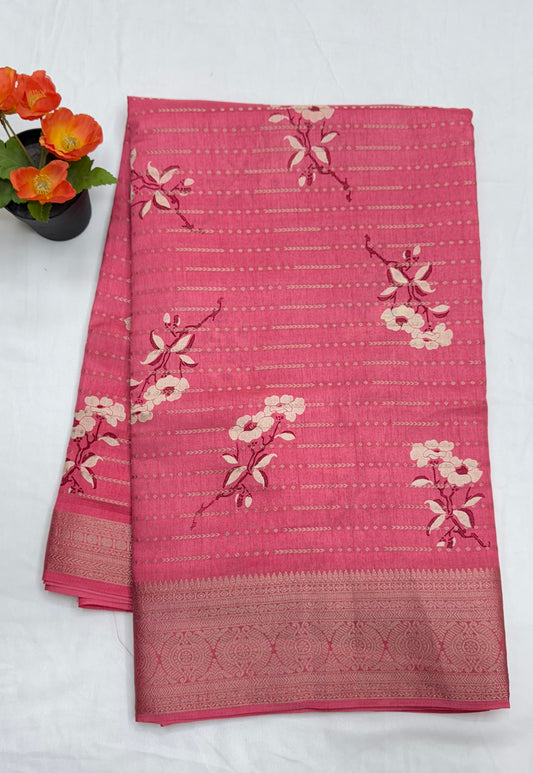 Dola silk peach saree