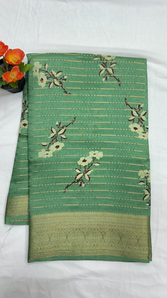 Dola silk green saree