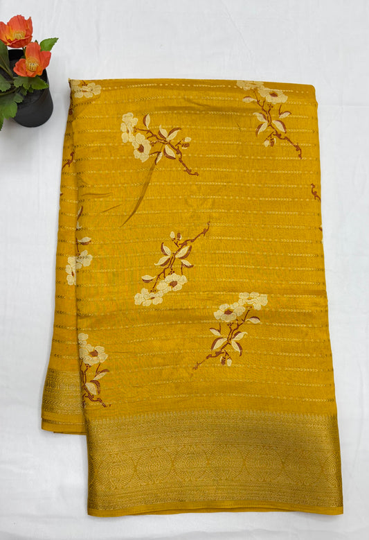 Dola silk yellow saree
